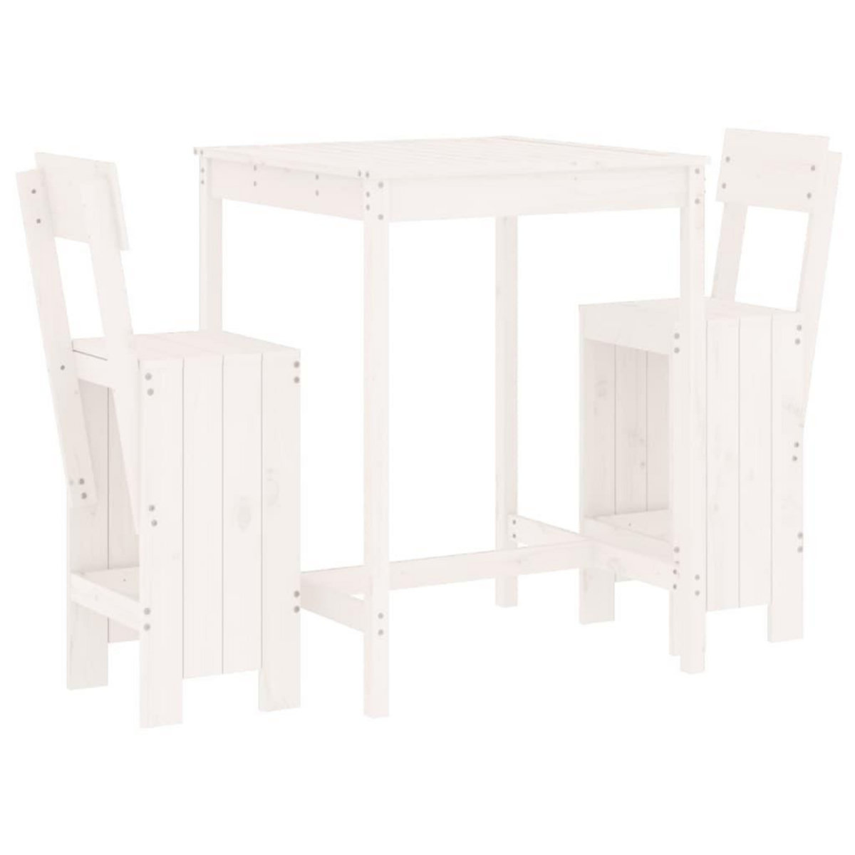VIDAXL Ensemble de bar de jardin 3 pcs blanc bois de pin massif