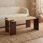 Voir la diapositive 6 : Paris Prix Table Basse Effet Travertin  Misty  120cm Beige & Marron