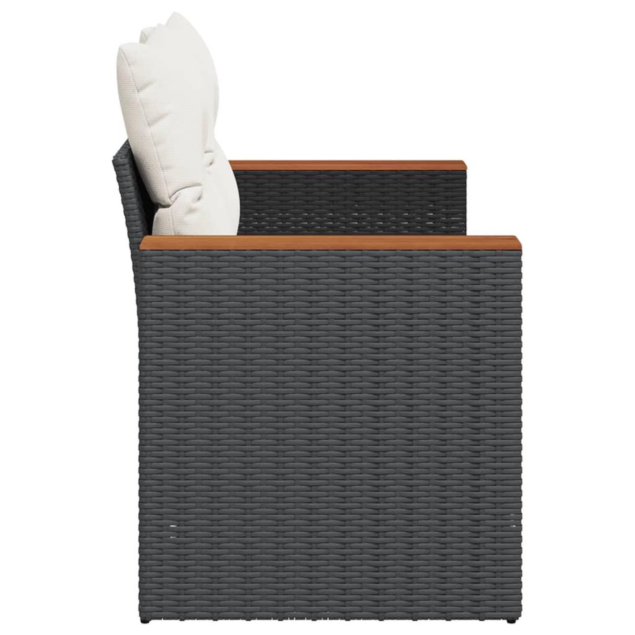 Voir la diapositive 5 : VIDAXL Canape de jardin avec coussins 2 places noir resine tressee