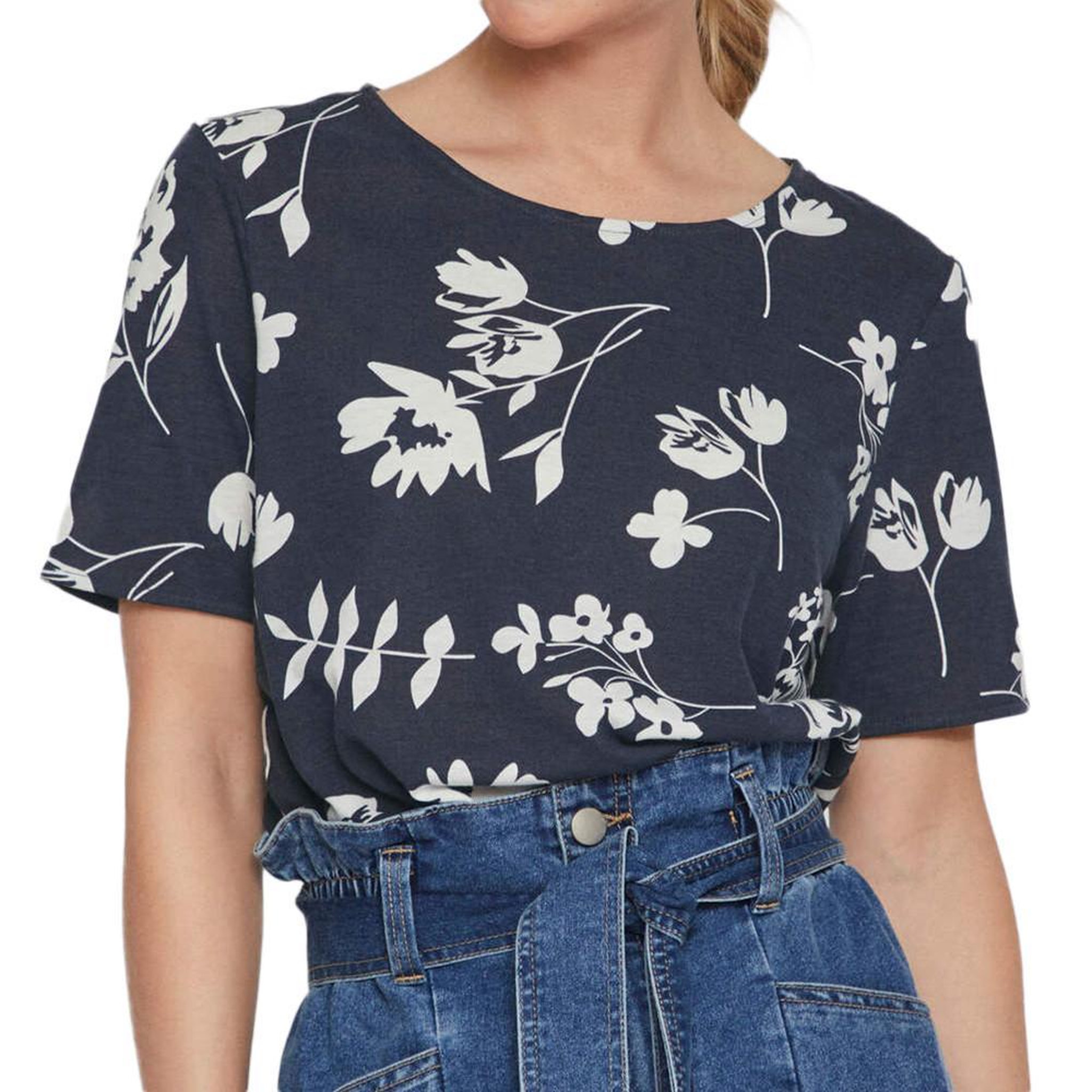 Vila T shirt  à fleurs Femme Vila Mooney. Coloris disponibles : Bleu