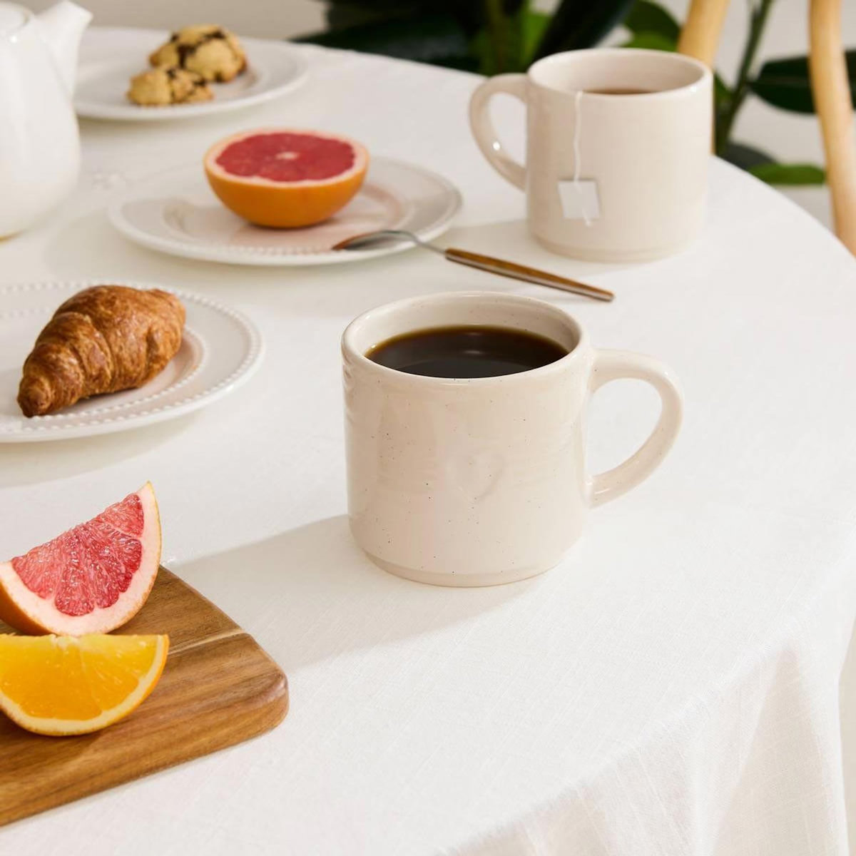 SECRET DE GOURMET Lot de 2 Mugs en Céramique  Adèle  42cl Blanc