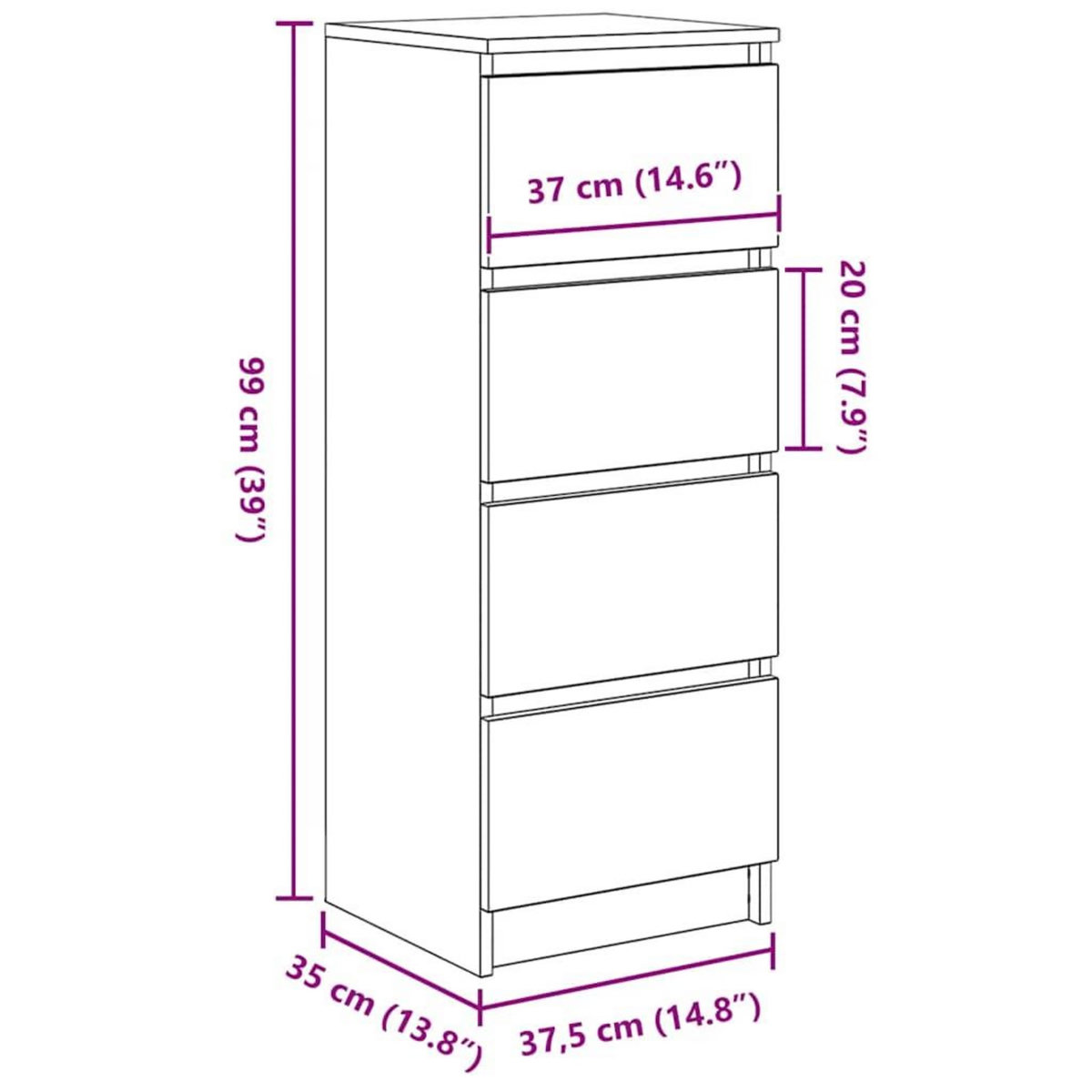 VIDAXL Buffet vieux bois 37,5x35x99 cm bois d'ingenierie