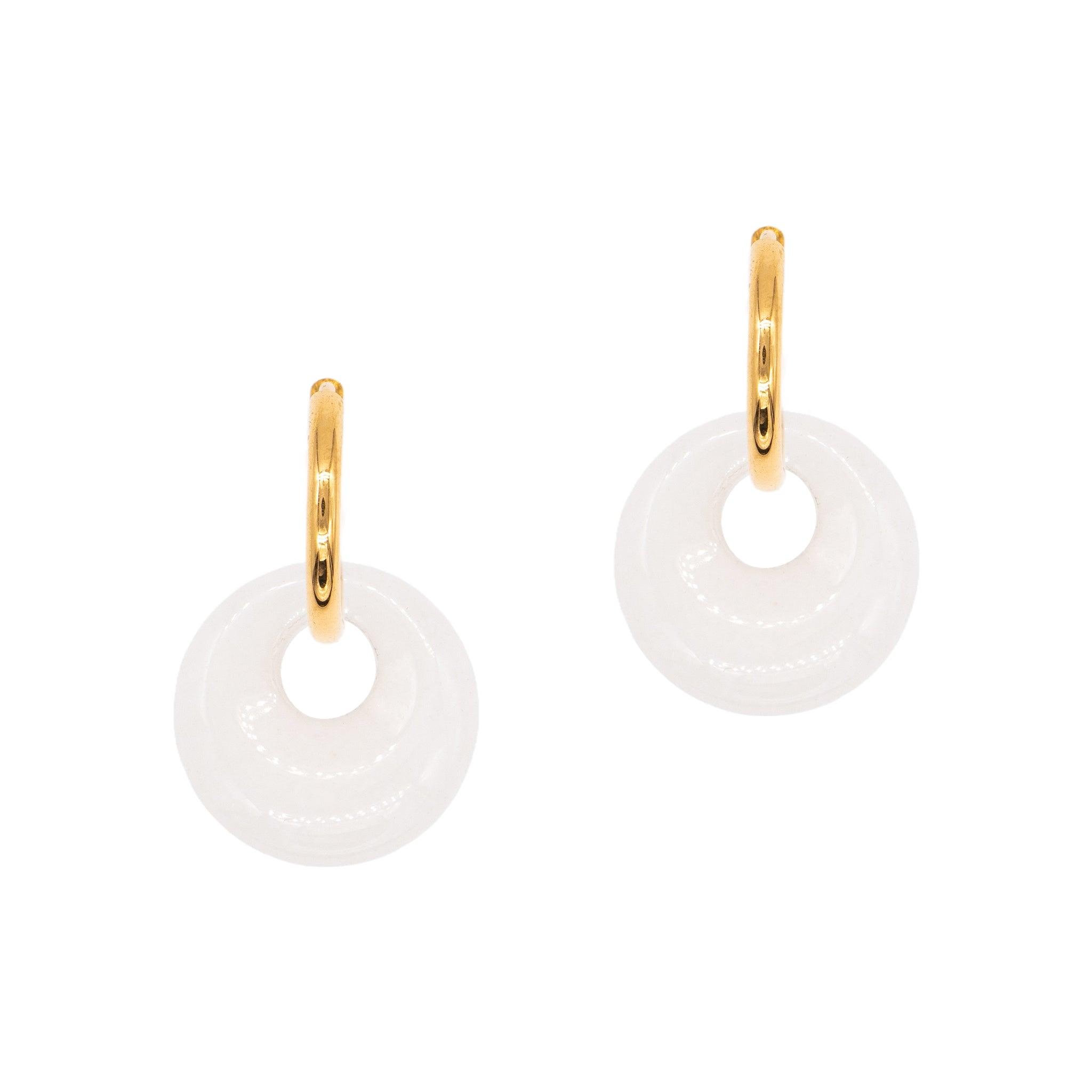 Voir la diapositive 1 : SLOYA Boucles d'oreilles Blima en pierres Jade blanc