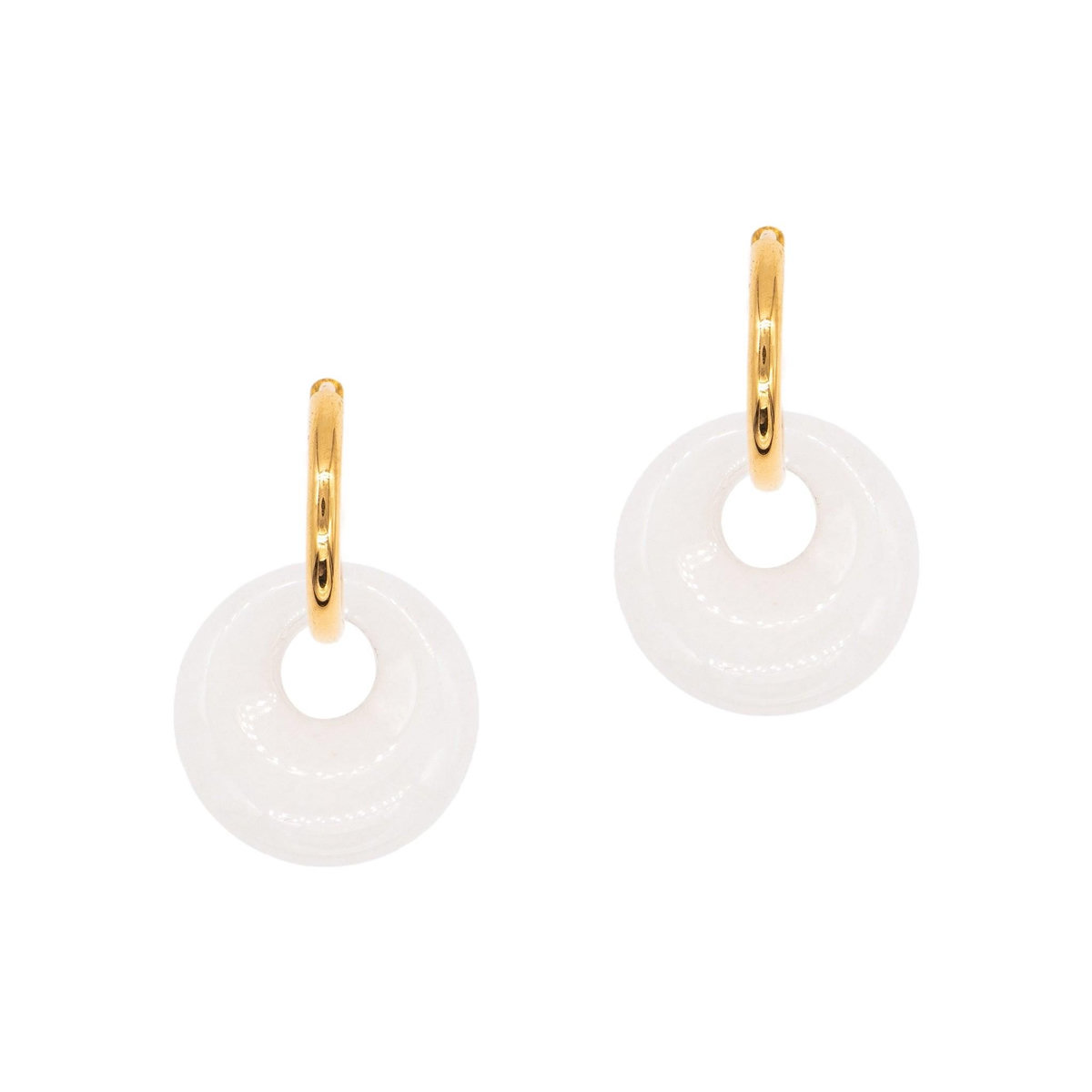 SLOYA Boucles d'oreilles Blima en pierres Jade blanc