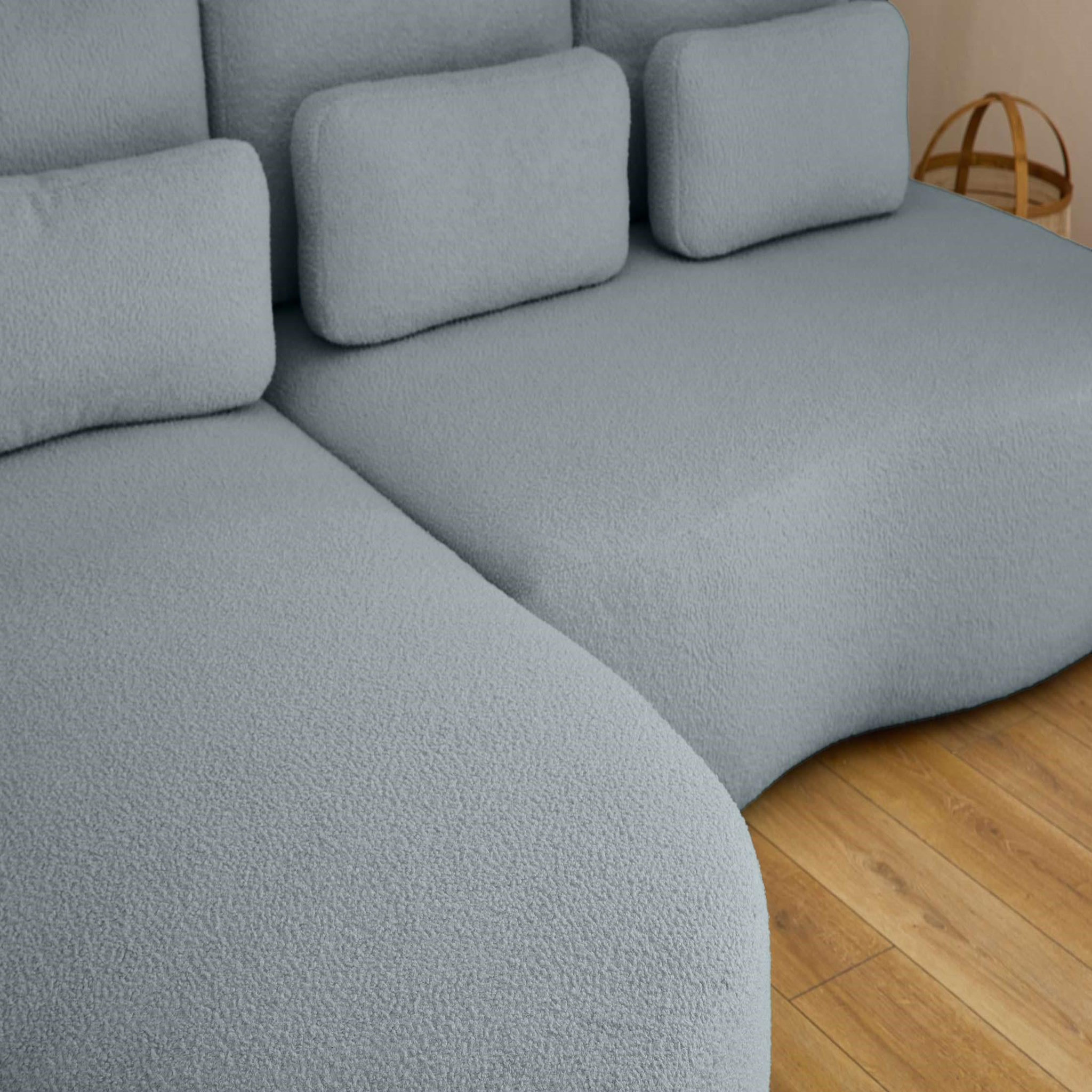 Voir la diapositive 4 : BEST MOBILIER Mahina - canapé d'angle gauche - 4 places - convertible avec coffre - en tissu bouclette