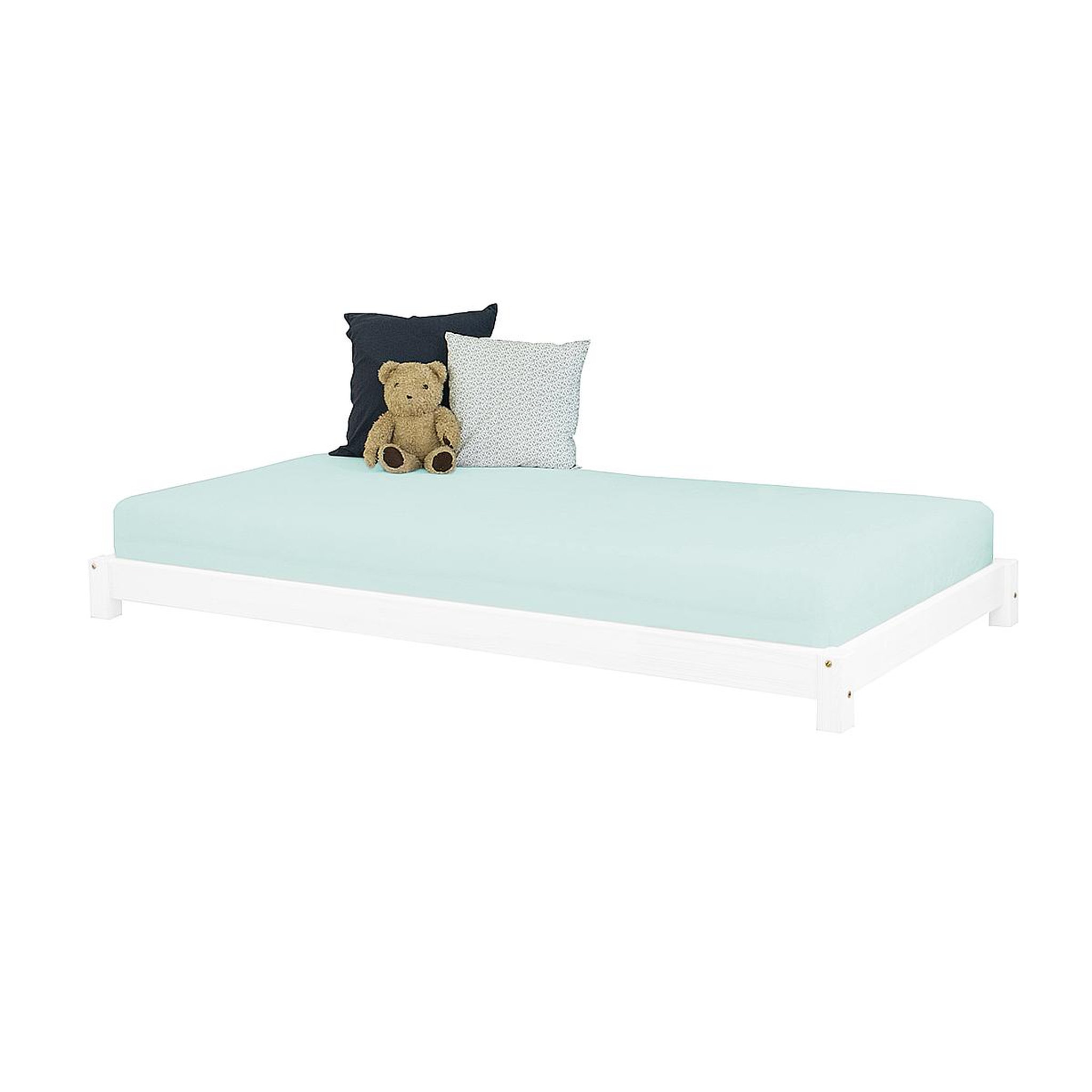 Voir la diapositive 2 : BENLEMI Lit simple en bois TEENY Blanc 90x160cm
