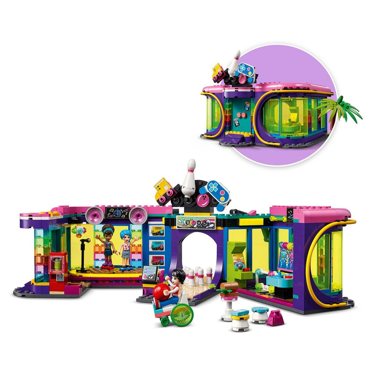 LEGO Friends 41708 La Salle d&rsquo;Arcade Roller Disco, Jouet, Mini-poupées, Enfants de 7 Ans