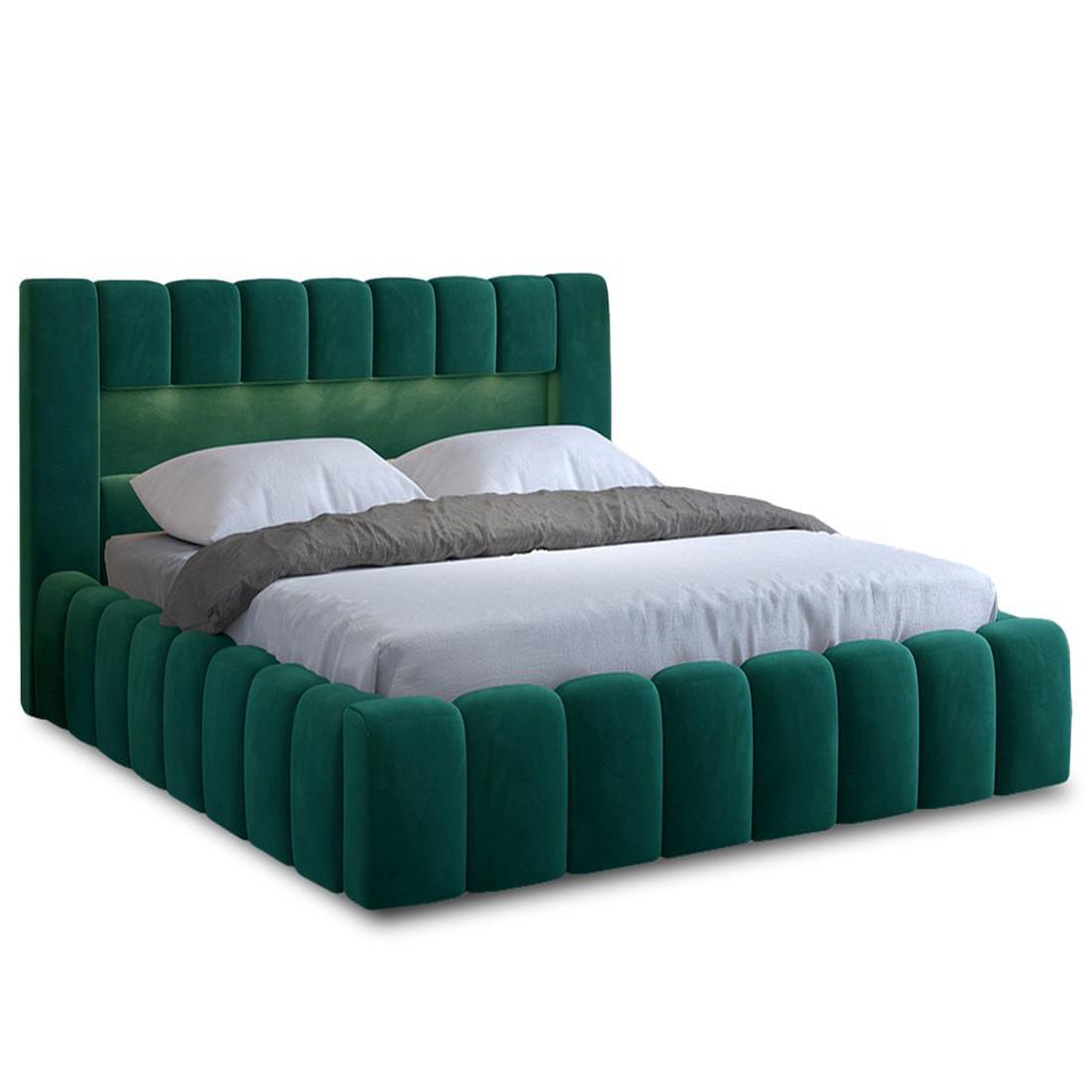 Voir la diapositive 1 : BEST MOBILIER Cleo - lit coffre avec led - 180x200 cm - sommier inclus - en velours