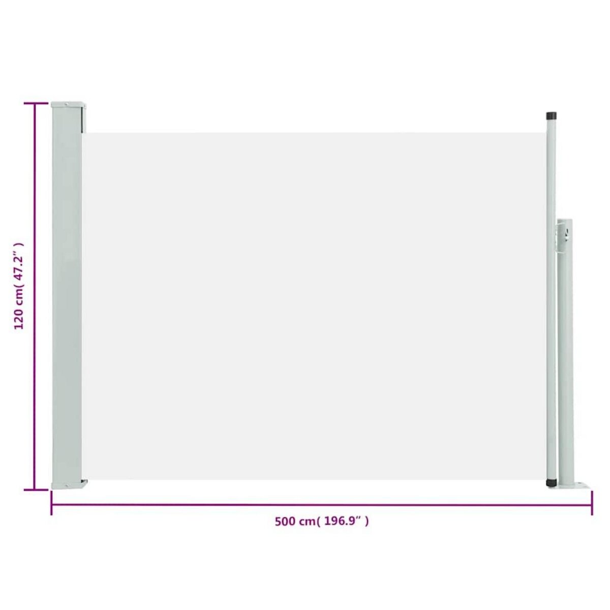 VIDAXL Auvent lateral retractable de patio 120x500 cm Creme
