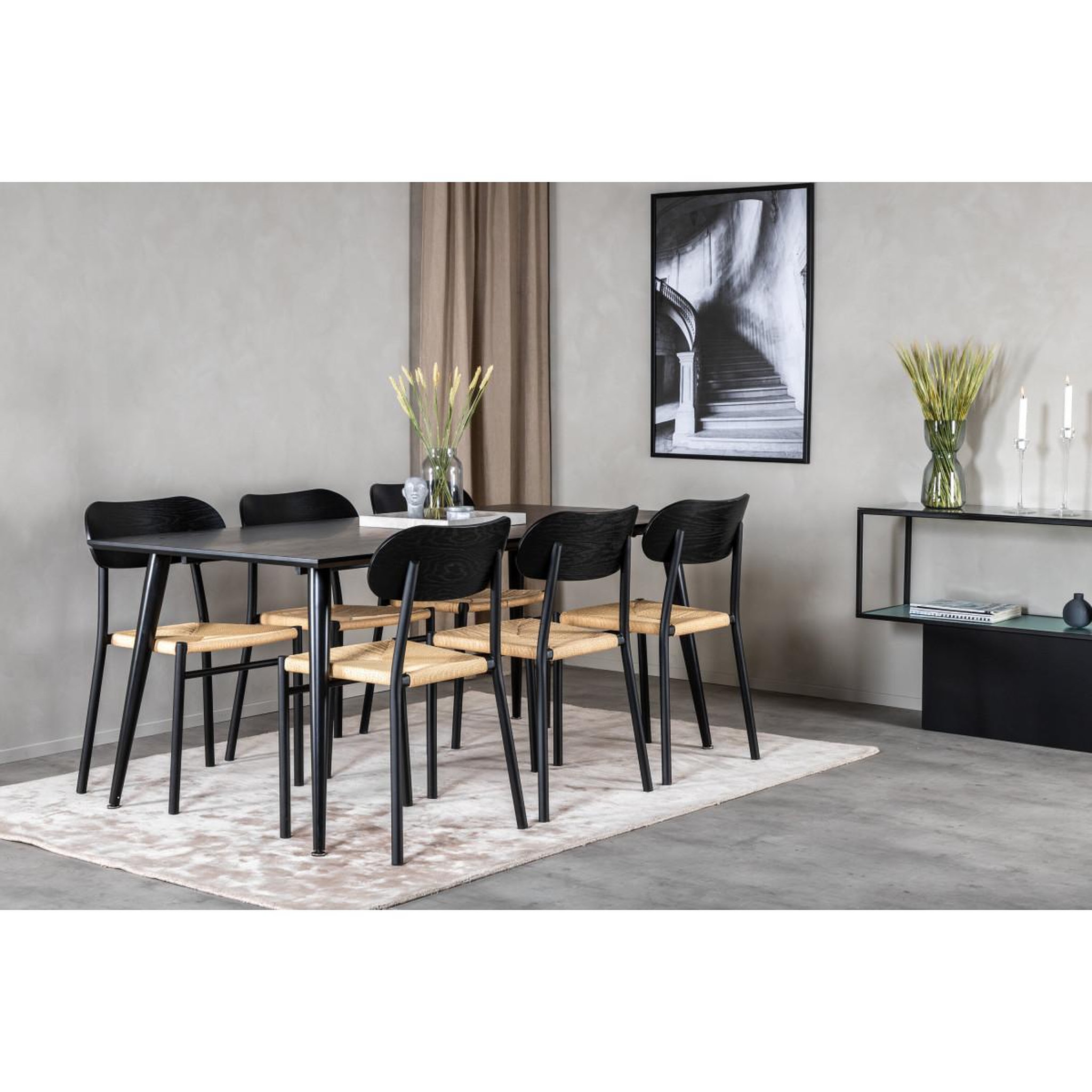 Voir la diapositive 6 : Paris Prix Ensemble table à manger & 6 chaises  dipp & polly  180cm noir