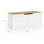 Voir la diapositive 5 : ID MARKET Banc coffre rangement 100 cm LEON bois et blanc