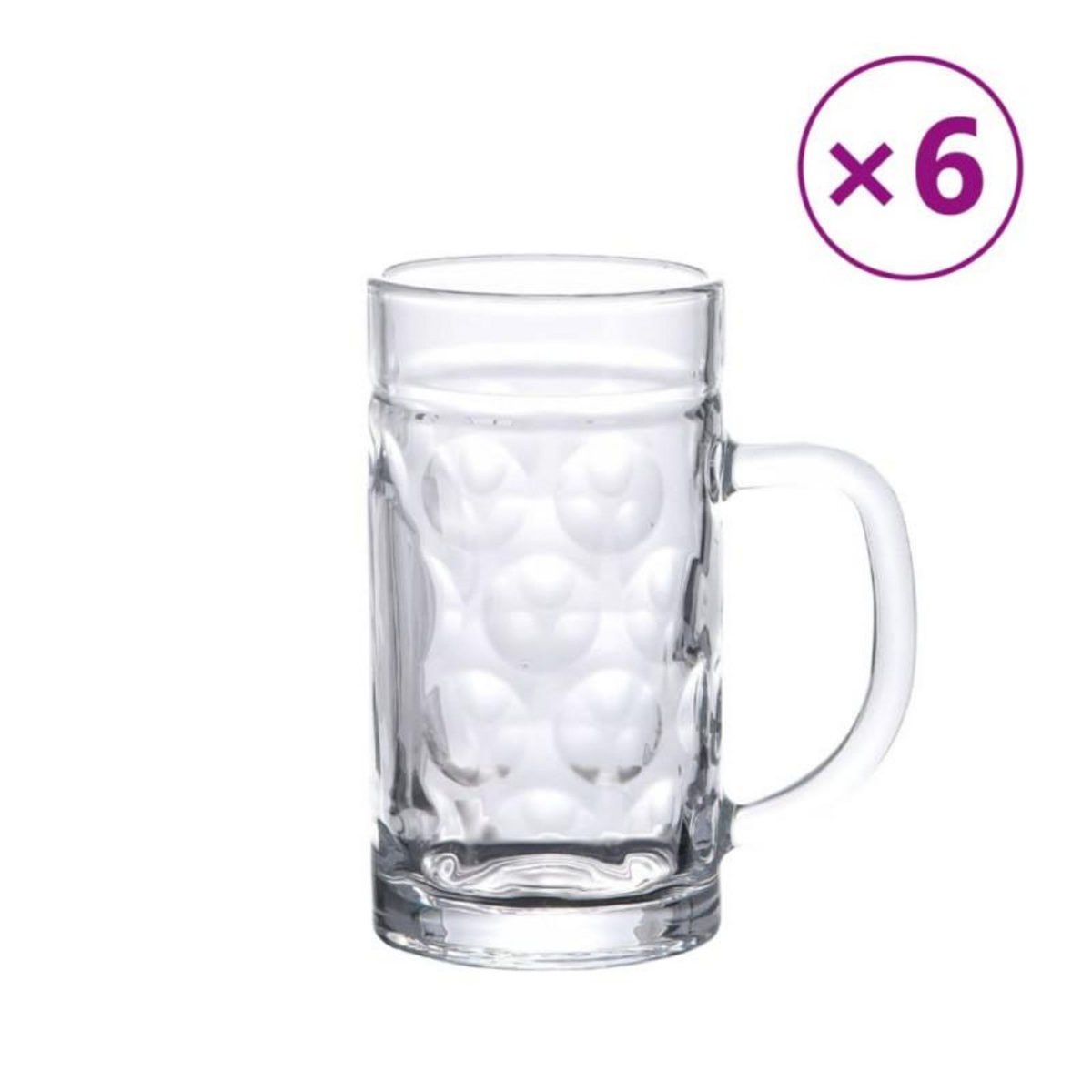 VIDAXL Chopes à bière avec poignée en verre 6 pcs 500 ml