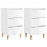 VIDAXL Tables de chevet pieds en bois 2 pcs blanc brillant 40x35x69 cm