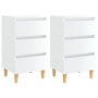 Voir la diapositive 1 : VIDAXL Tables de chevet pieds en bois 2 pcs blanc brillant 40x35x69 cm
