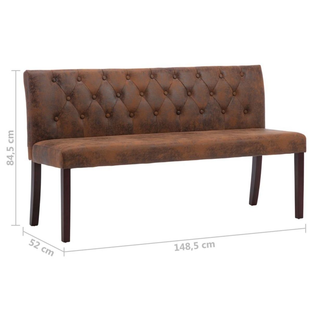 VIDAXL Banc 148,5 cm Marron Similicuir daim