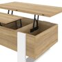 Voir la diapositive 6 : ID MARKET Table basse plateau relevable rectangulaire convertible en table à manger PHOENIX 97,5 cm bois et blanc
