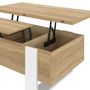 Voir la diapositive 6 : ID MARKET Table basse rectangulaire relevable convertible en table à manger PHOENIX bois et blanc