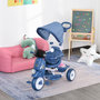 Voir la diapositive 2 : HOMCOM Tricycle enfants évolutif canne, pare-soleil pliable amovible effets lumineux sonores métal blanc PP bleu