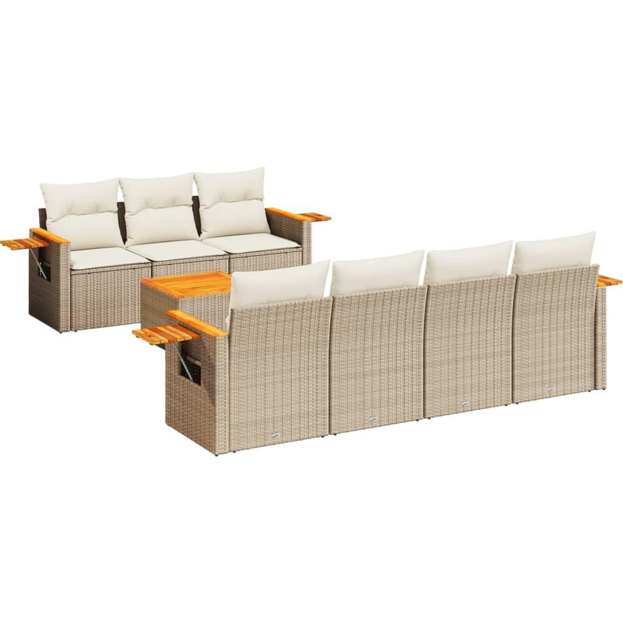 Voir la diapositive 2 : VIDAXL Salon de jardin avec coussins 8 pcs beige resine tressee