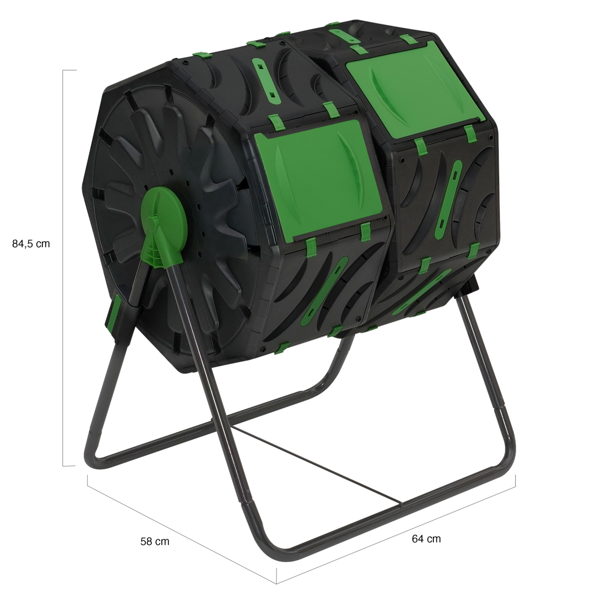 Voir la diapositive 5 : ID MARKET Bac de compostage rotatif double bac 140l