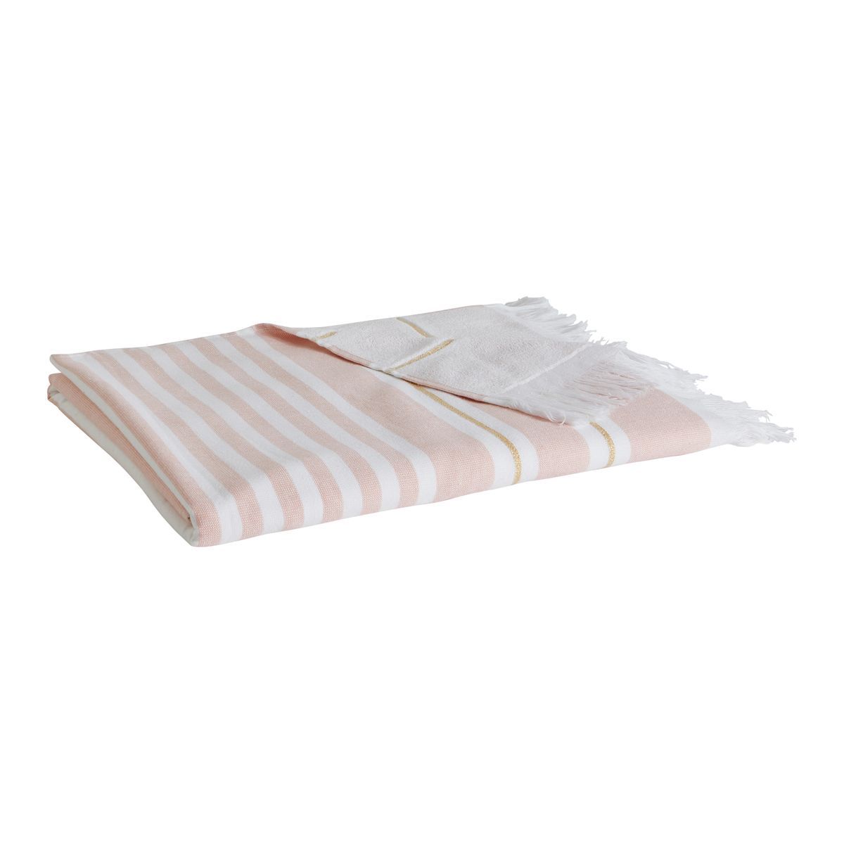ACTUEL Foutah de plage en coton 400g/m²  finition frange motifs rayures