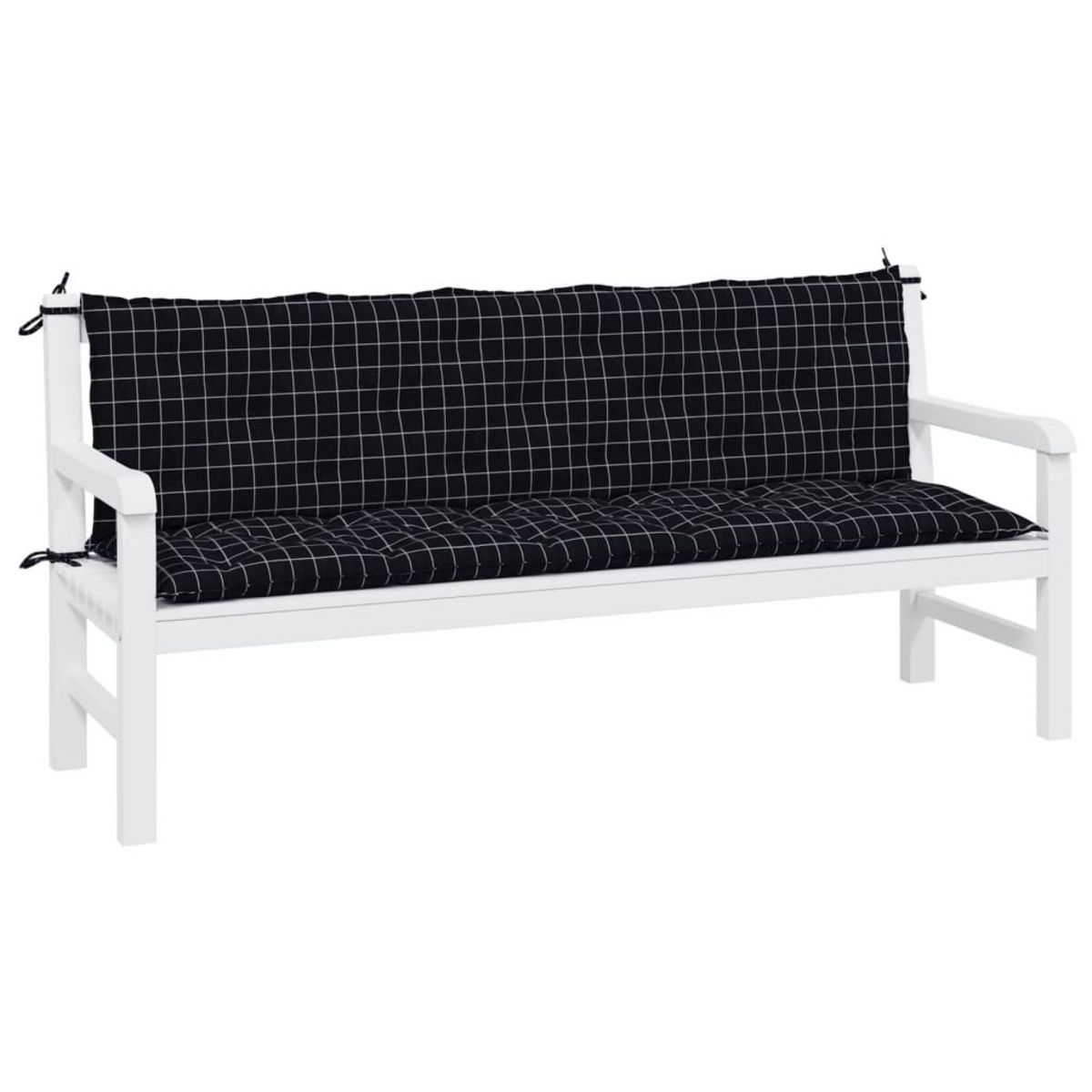 VIDAXL Coussins de banc de jardin lot de 2 motif a carreaux noir