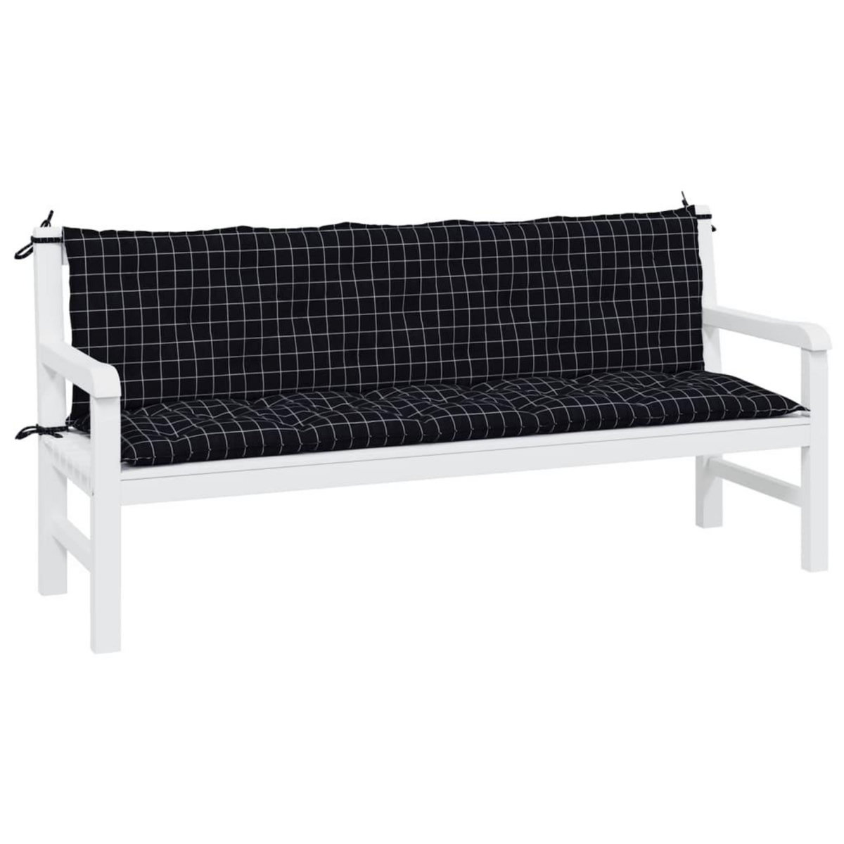 VIDAXL Coussins de banc de jardin lot de 2 motif a carreaux noir