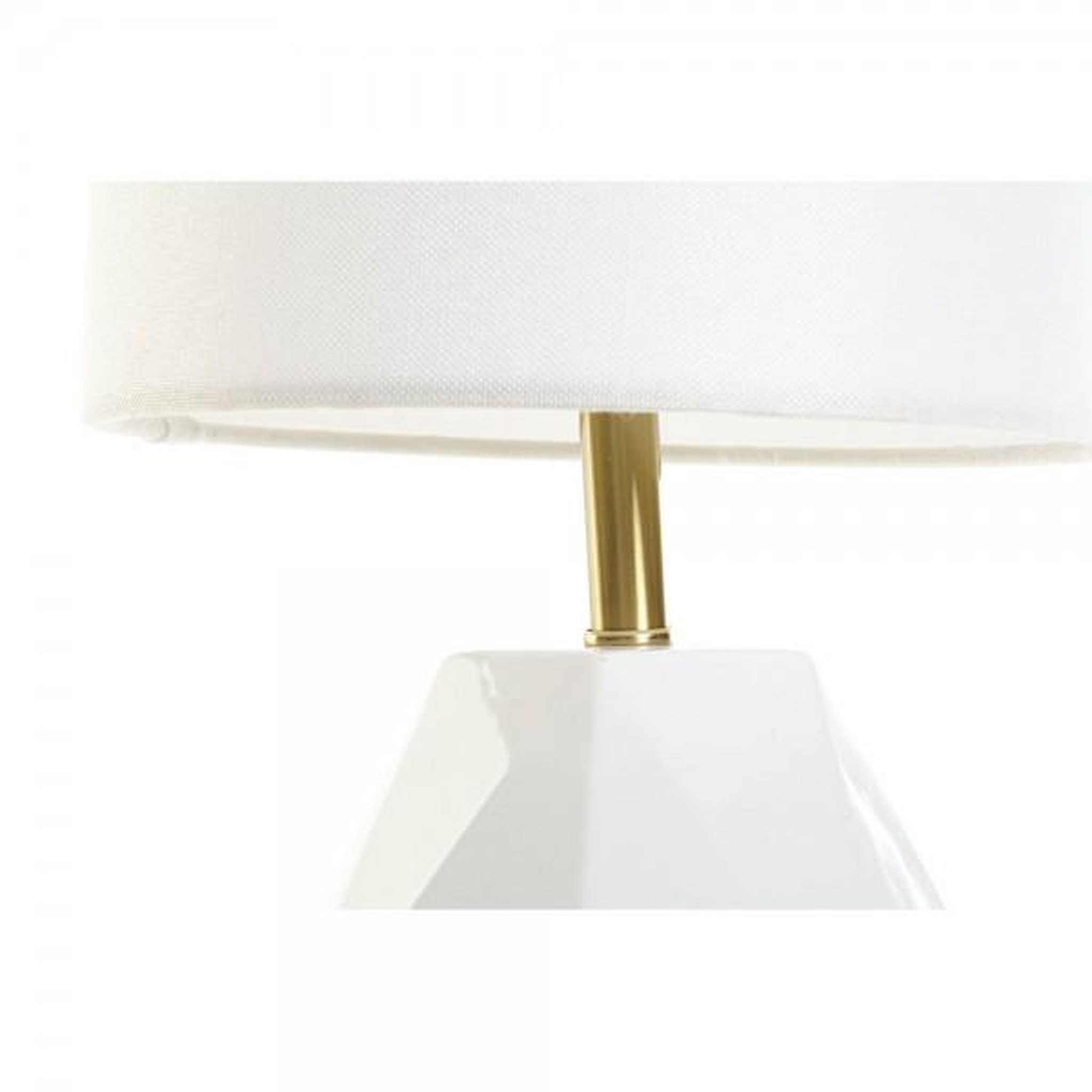 Voir la diapositive 2 : MARKET24 Lampe de bureau DKD Home Decor Blanc Polyester Métal Céramique 220 V Doré 50 W