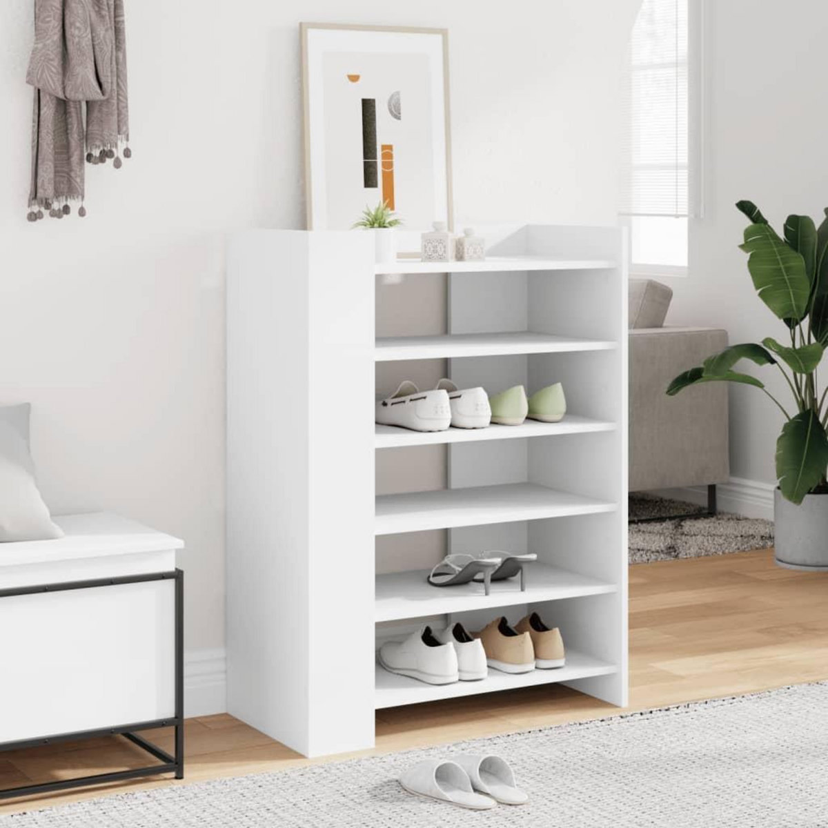 VIDAXL Armoire a chaussures blanc 74,5x37,5x100 cm bois d'ingenierie