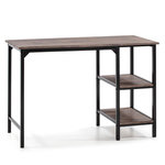 VS VENTA-STOCK Bureau Colón Noir,Table pour PC, 2 Rayons, Style Industriel, 110 cm Longueur
