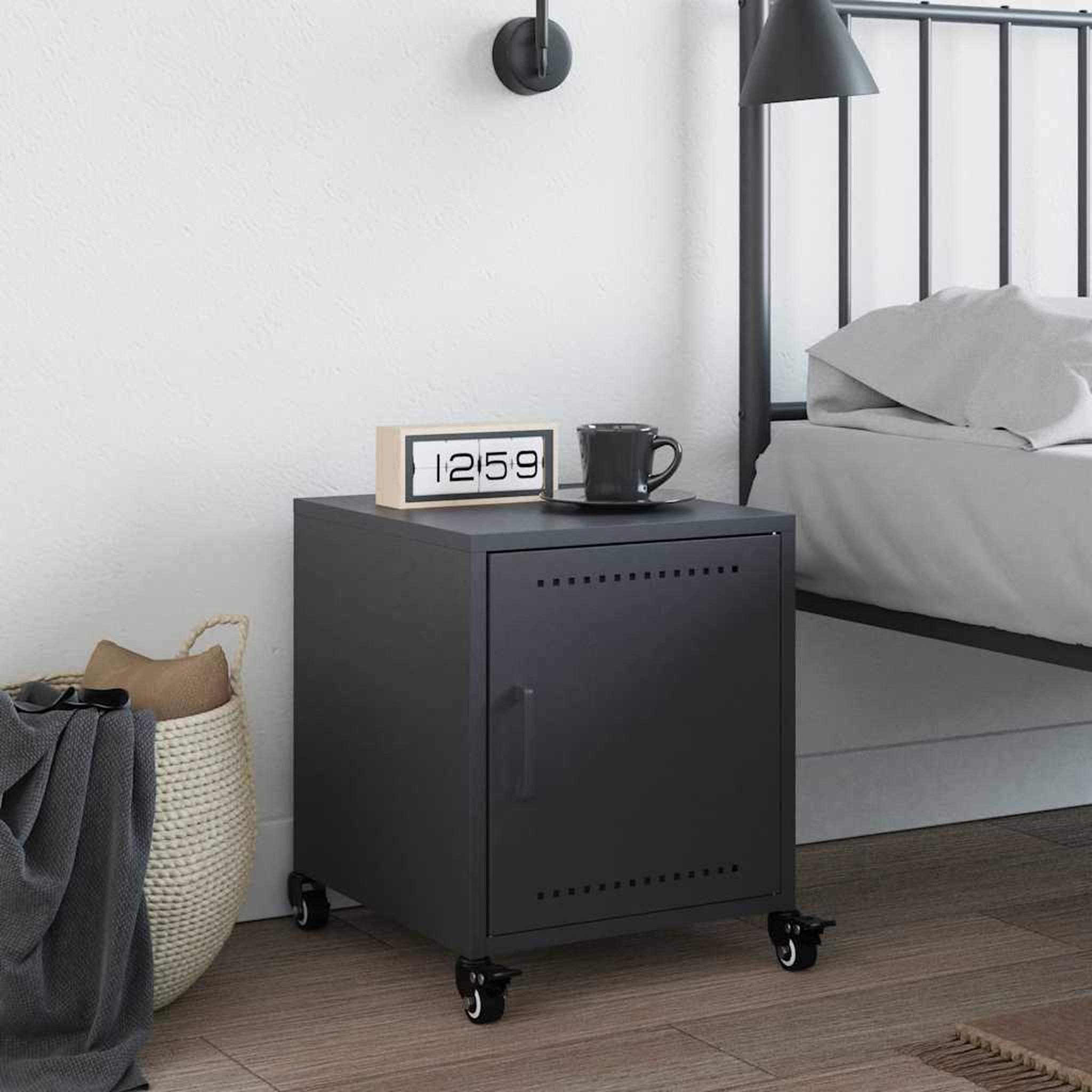 Voir la diapositive 3 : VIDAXL Table de chevet anthracite 36x39x43,5 cm acier