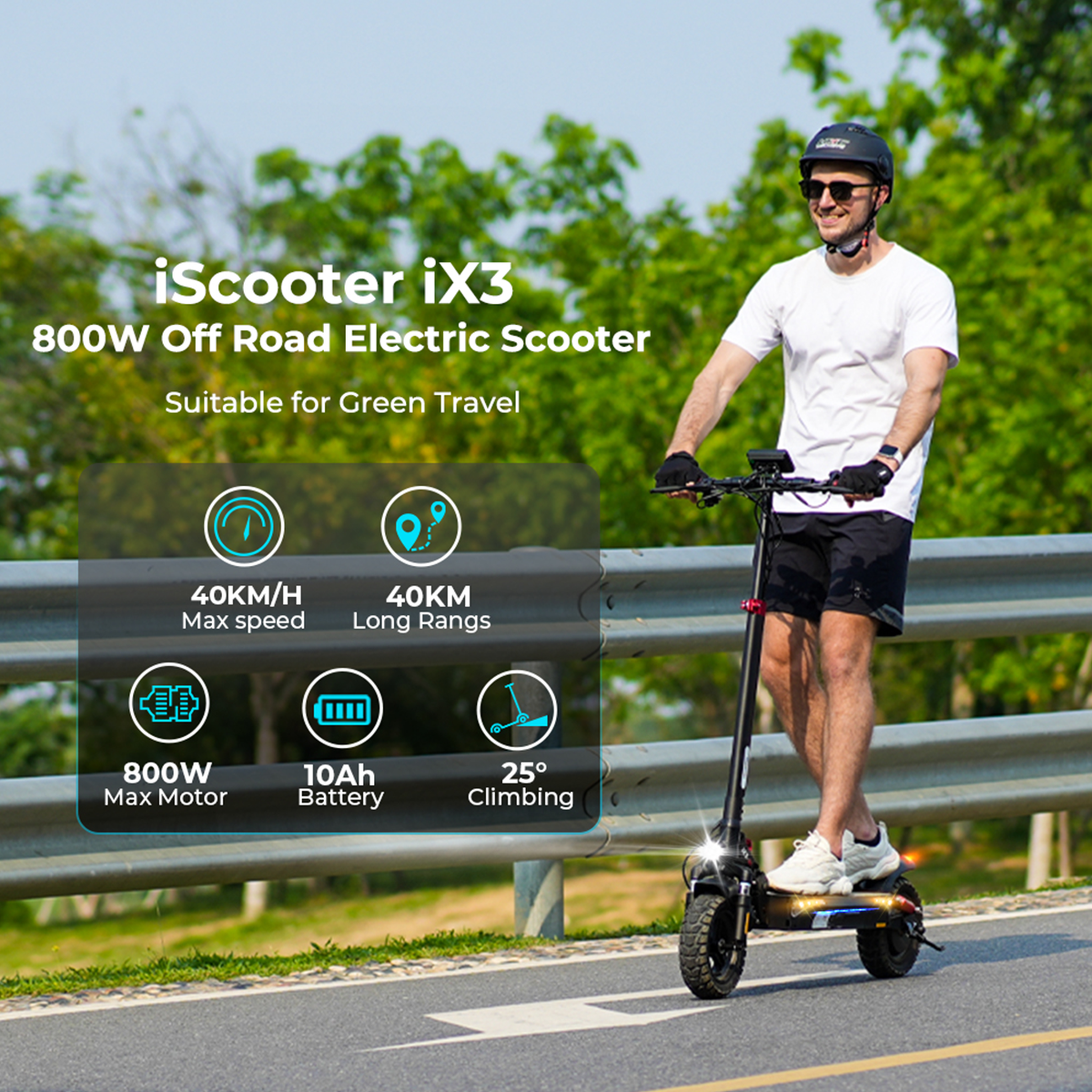 Voir la diapositive 6 : ISCOOTER Trottinette électrique intelligente iScooter iX3 - 800 W 48 V 10 Ah - Avec application