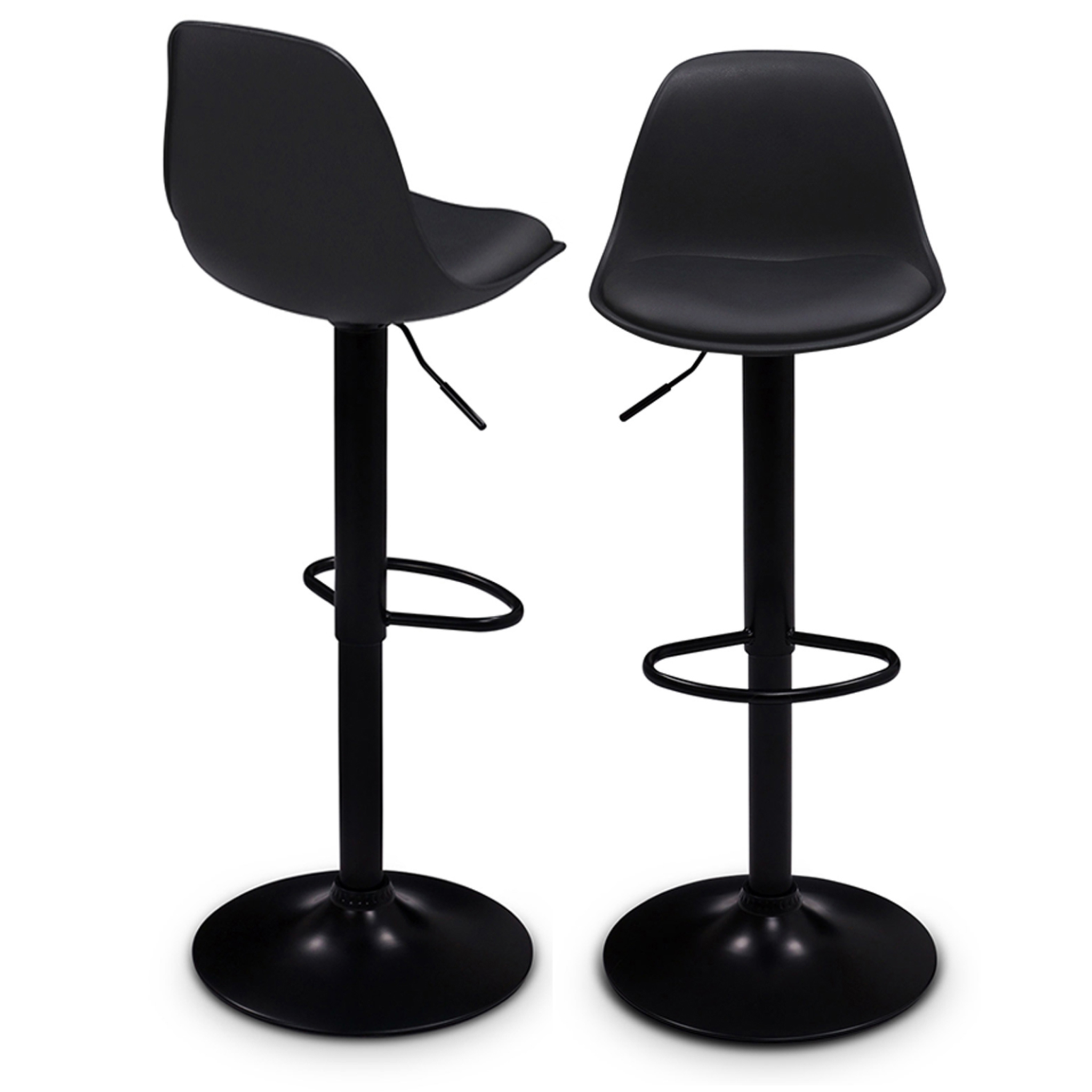 ID MARKET Lot de 2 tabourets de bar karl design noir pied noir