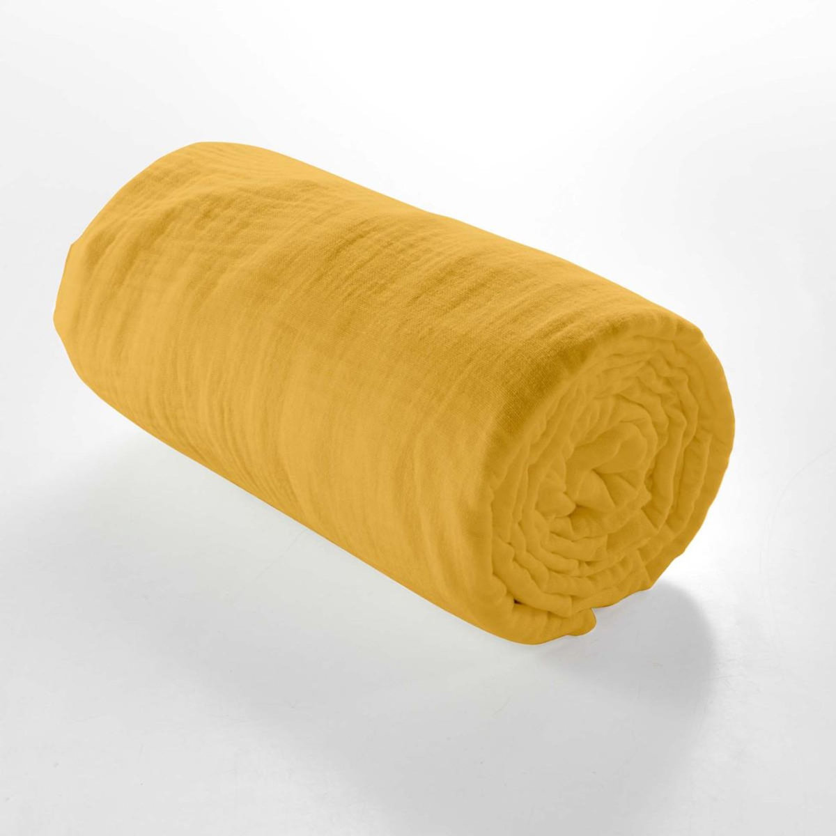 Paris Prix Drap Housse en Gaze de Coton  Angelia  140x190cm Jaune