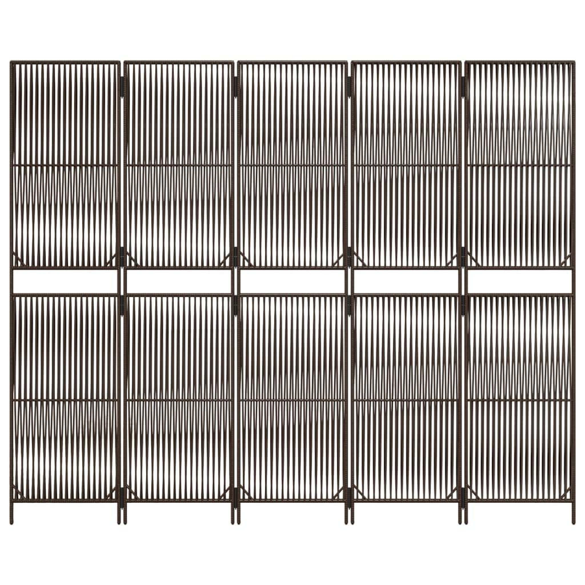 Voir la diapositive 5 : VIDAXL Cloison de separation 5 panneaux marron resine tressee