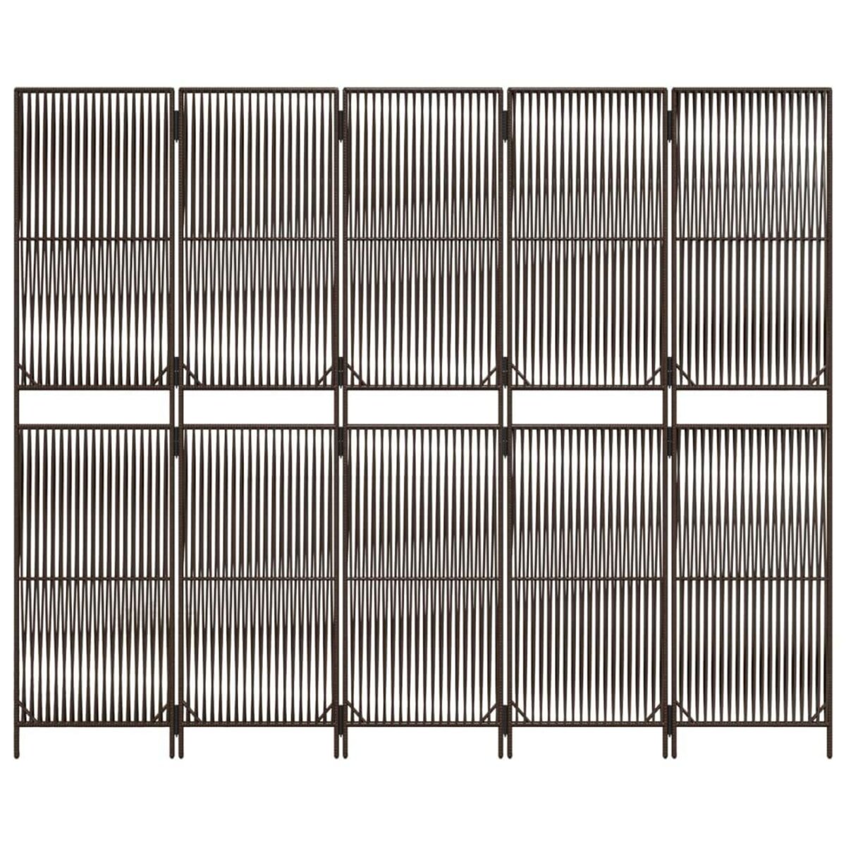 VIDAXL Cloison de separation 5 panneaux marron resine tressee