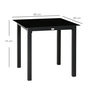 Voir la diapositive 3 : OUTSUNNY Table de jardin carrée 4 personnes dim. 80L x 80l x 74H cm alu. plateau verre trempé noir