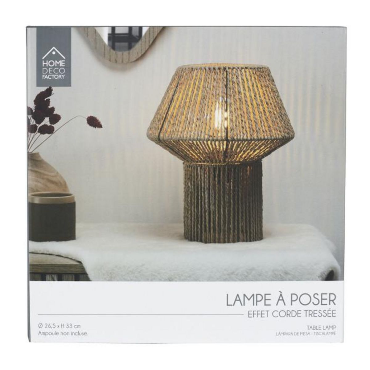 Paris Prix Lampe à Poser  Corde Tressée  33cm Naturel
