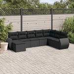 VIDAXL Salon de jardin 8 pcs avec coussins noir resine tressee