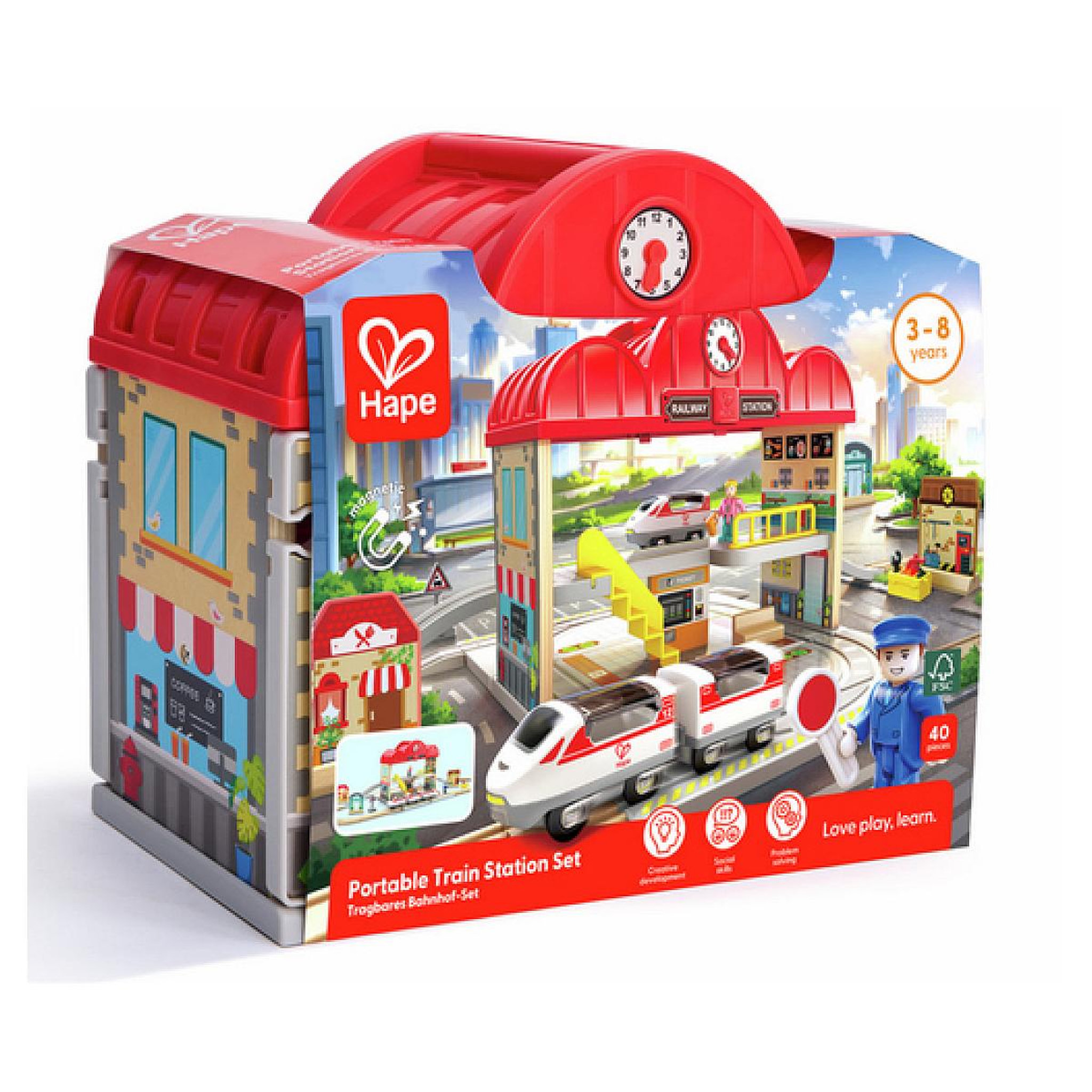 Voir la diapositive 2 : Hape Coffret Circuit de Train portable