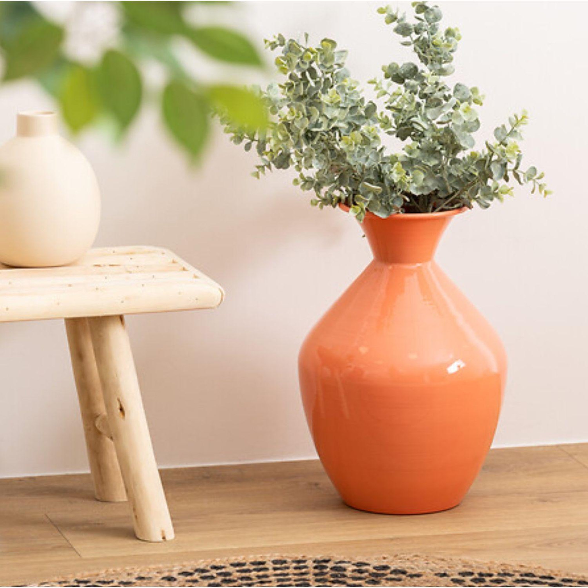Voir la diapositive 2 : ATMOSPHERA Vase en acier koni - h. 37 cm - terracotta