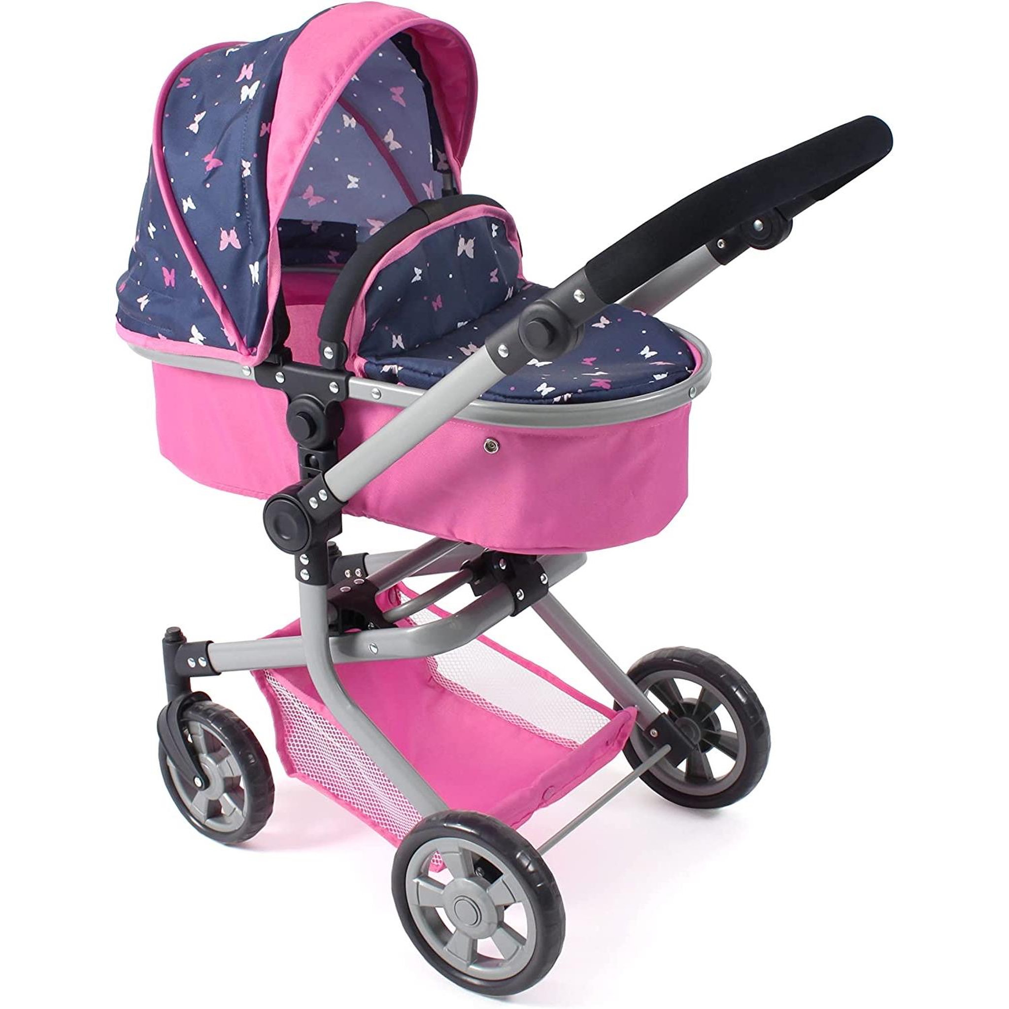 BAYER CHIC 2000 Poussette de poupée combinée 2 en 1 MIKA bleu et rose Papillon