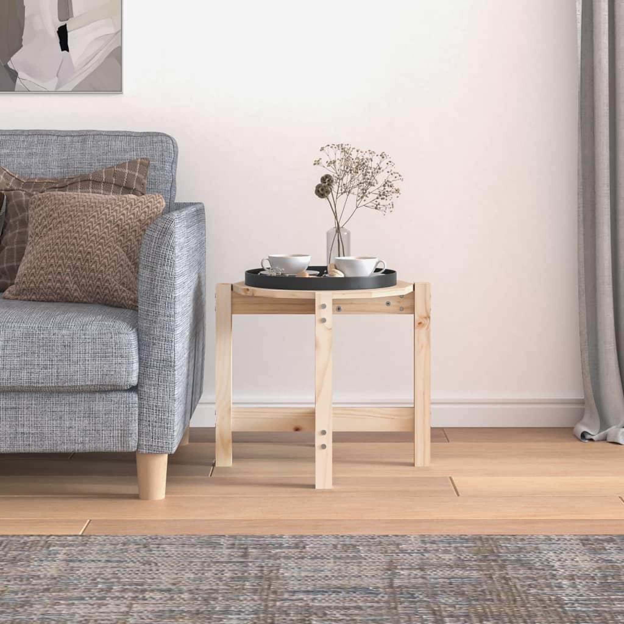 Voir la diapositive 3 : VIDAXL Table basse Ø 52,5x45 cm Bois massif de pin