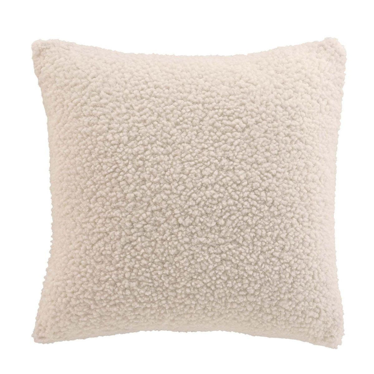 Paris Prix Housse de Coussin en Tissu Bouclette  Woolen  40x40cm Naturel