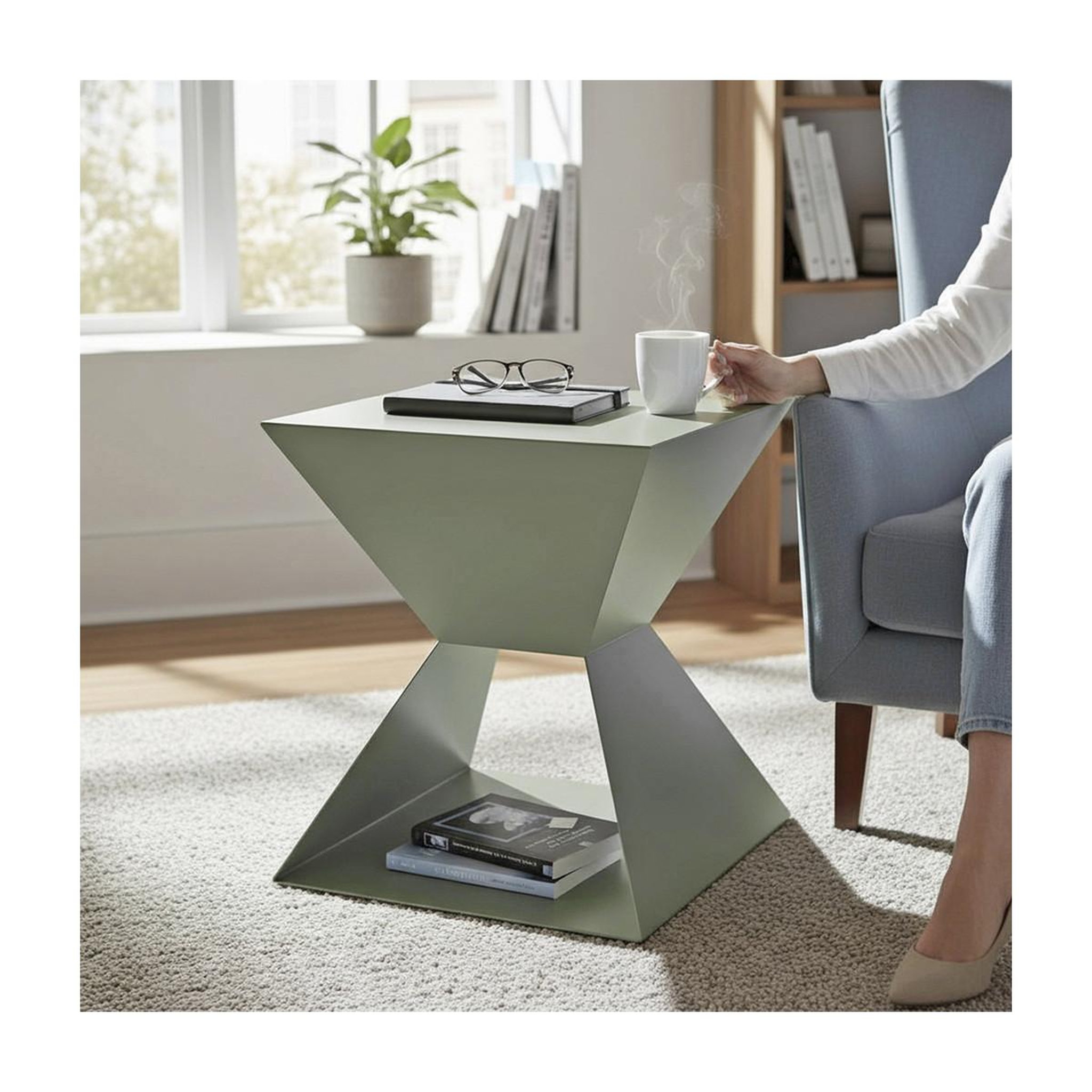 Voir la diapositive 5 : Paris Prix Table d'Appoint Design  Sablier  45cm Vert Sauge