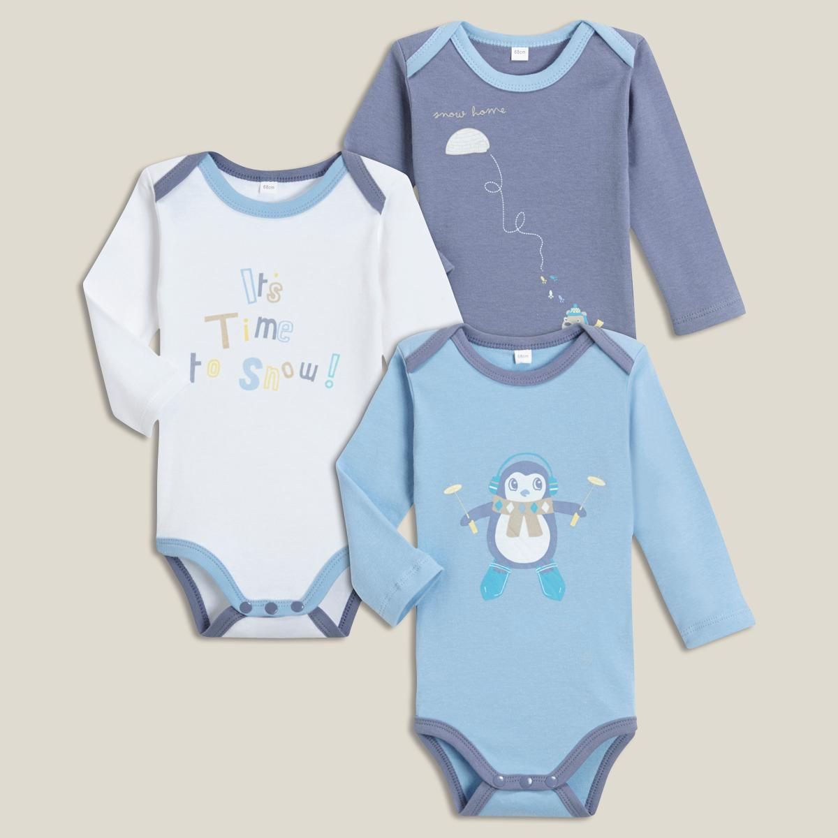 IN EXTENSO Lot de 3 bodies manches longues bébé