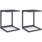 ID MARKET Lot de 2 tables d'appoint de jardin pour transat et bain de soleil PALMA gris anthracite