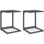 Voir la diapositive 1 : ID MARKET Lot de 2 tables d'appoint de jardin pour transat et bain de soleil PALMA gris anthracite