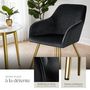 Voir la diapositive 4 : tectake Chaise rembourrée aspect velours noir/or Lot de 4