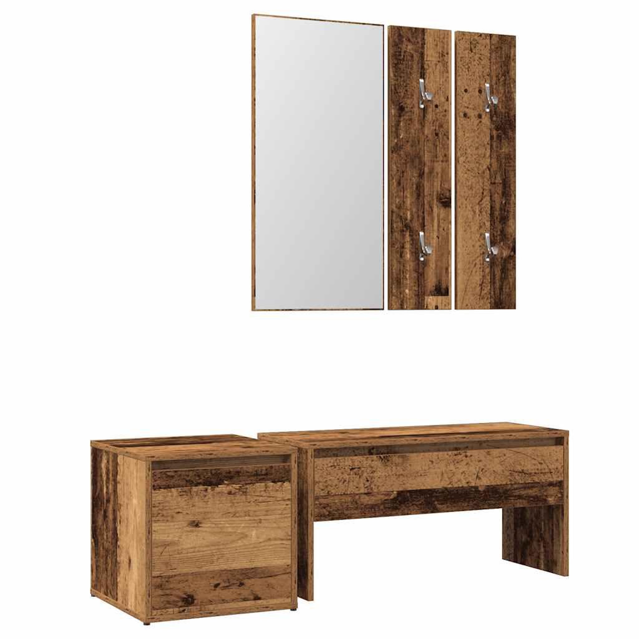 Voir la diapositive 2 : VIDAXL Ensemble de meubles de couloir vieux bois bois d'ingenierie